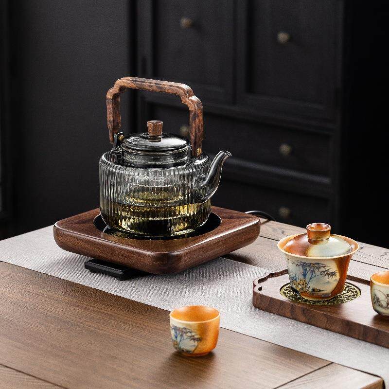 胡桃木电陶炉煮茶家用煮茶器煮茶炉小型电磁炉烧水养生壶泡茶电炉