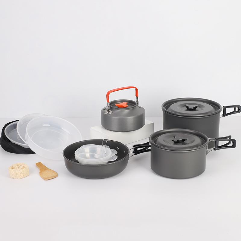 便携套锅茶壶组合茶壶户外野营炊具组合套装销售