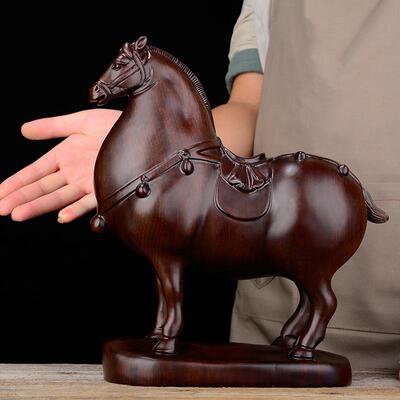 木雕摆件JC-20201唐木质雕生公刻动物肖家马居装饰办室开业红木工