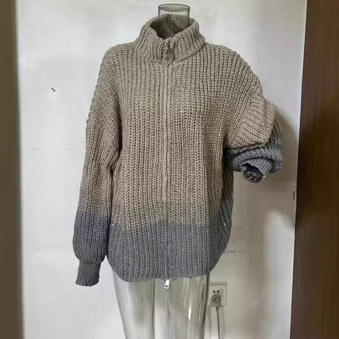 fashionable loose knitwear pullover hoodie for women with