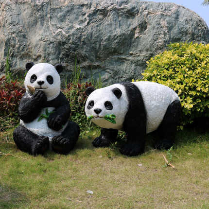 户外公园游乐园仿真动物卡通熊猫玻璃钢雕塑景区庭院装饰美陈摆件