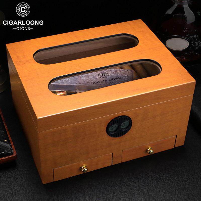 CIGARLOONG茄龙雪茄盒雪松木大容量密封保湿盒配加湿器CLA-21AW1