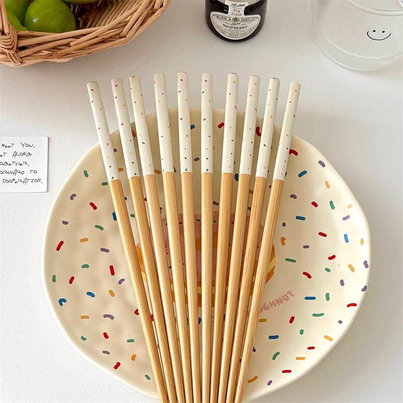 糖果味的！可爱韩国彩色糖针家用餐具天然竹木家用防霉耐高温筷子