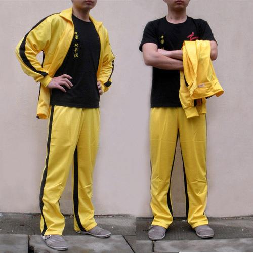 李小龙运动服套装 经典黄色分体服外套男士休闲时尚春秋翻领