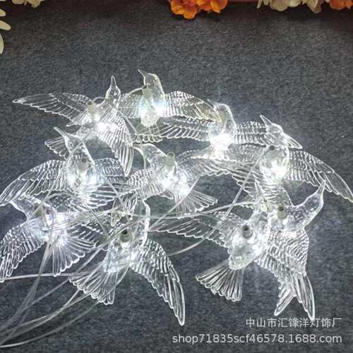 新款庆道具小鸟吊灯克力GUF透明婚飞鸟串灯婚堂场景布置亚顶礼部