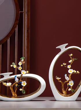 档新QYI中式珐琅瓷花瓶摆饰件高大气轻奢高端陶客厅入户玄关家居