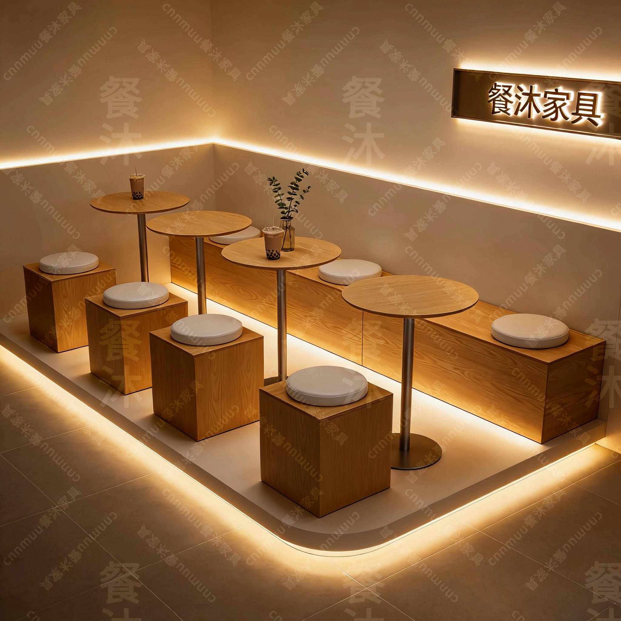 甜品奶茶店桌椅组合咖啡厅轻食糖水店靠墙卡座餐厅休息区储物沙发