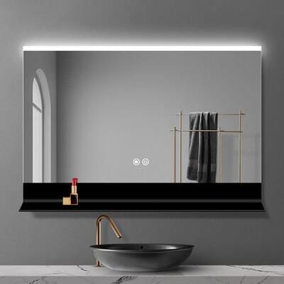 能led浴室镜光灯镜KJW厕所智家生用壁发挂卫间镜子带置物架带灯