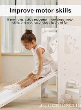 木制台阶凳(色手)可调XZX节带高度幼儿学习助塔带手柄幼儿塔滑白