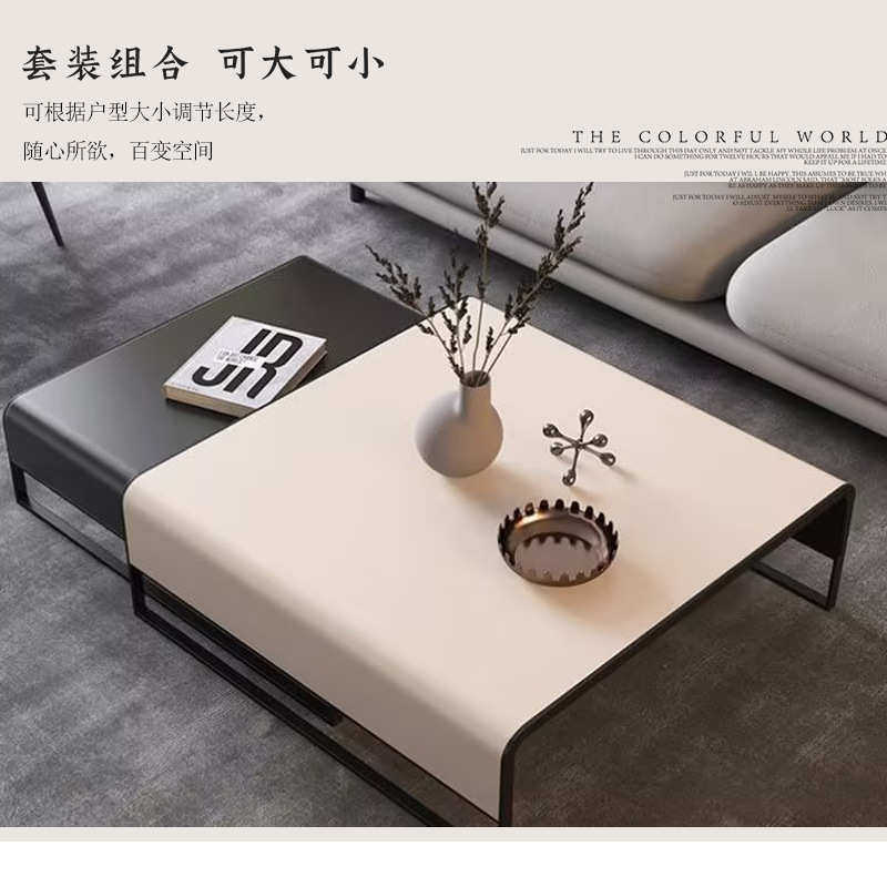 意式轻奢家用沙发茶几小户型客厅伸缩极简组合桌子简约方形茶几