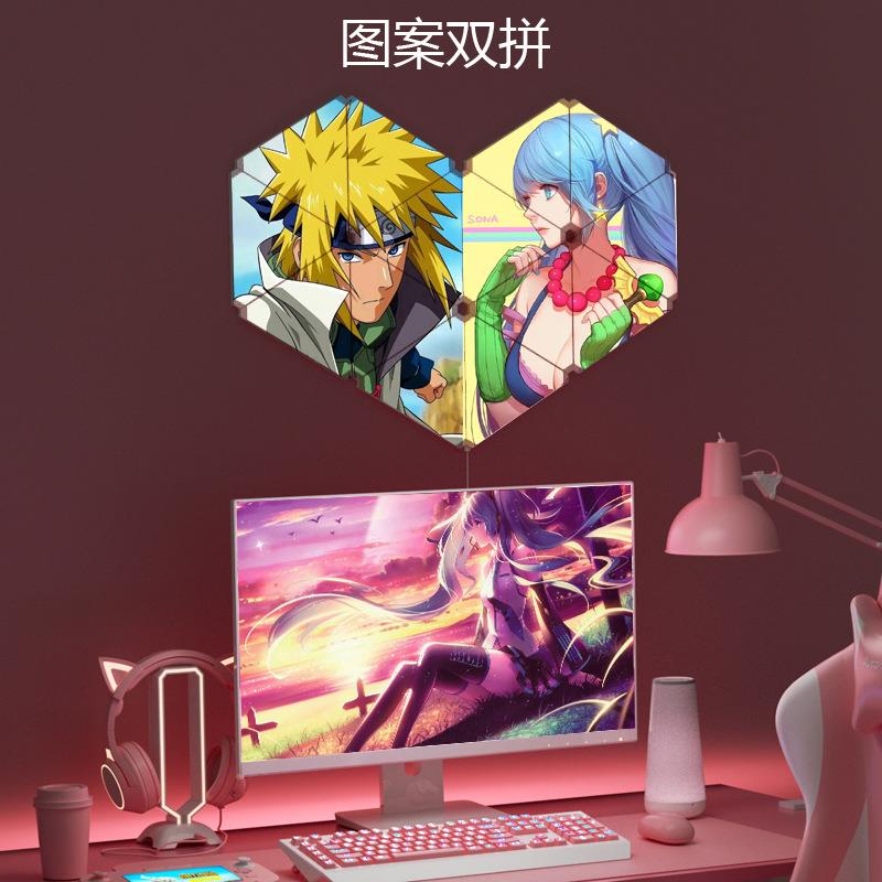 智能超灯薄三角形量灯奇光板LED彩色创LYP意子装饰灯电竞围氛印LO