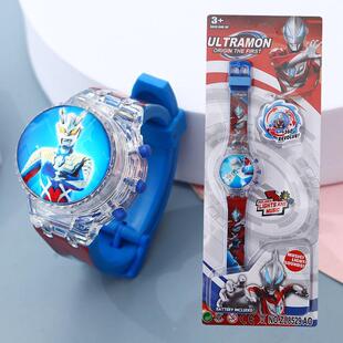 旋转发光音乐翻盖手表蜘蛛侠儿童卡通动漫玩具电子腕表幼儿园礼物