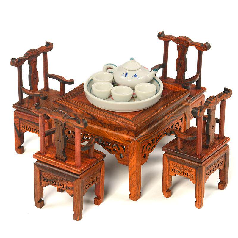 红木微缩家具模型小摆件迷你仿真古典模型桌椅红酸枝木质工艺品
