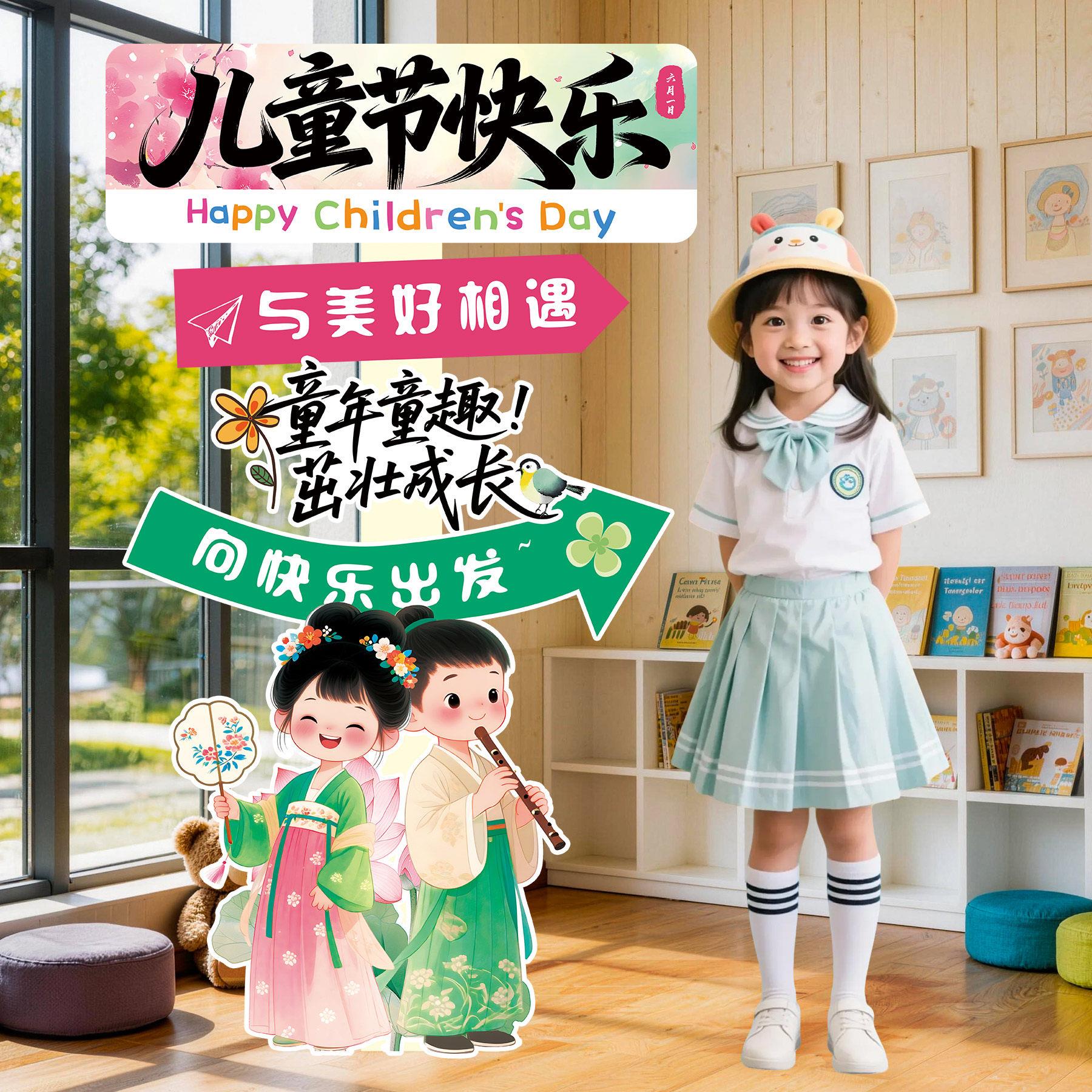 儿童节场景布置六一活动61幼儿园装饰品教室氛围打卡拍照立牌kt板