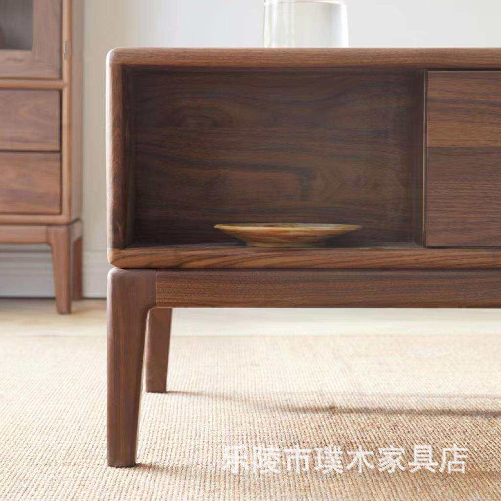 茶几桌客厅家用黑胡桃全实木整装新中式简约现代小户型家具