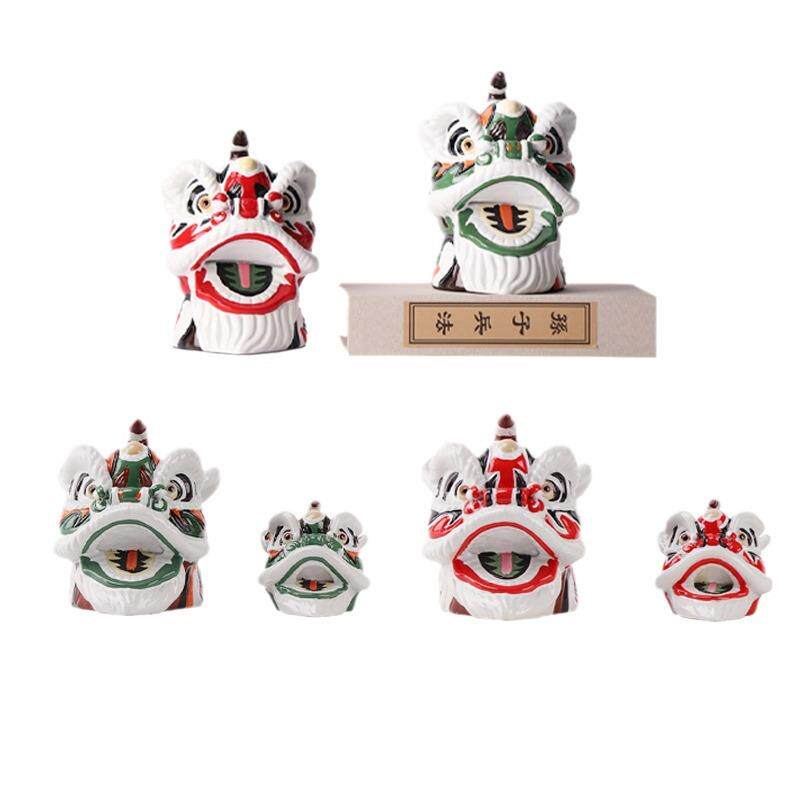 创意新中式禅意国潮国风醒狮舞狮树脂小摆件样板房博古架艺术摆件
