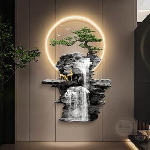 画轻奢走廊灯光挂画 流水生财玄关装 饰画 画 迎 画新中式