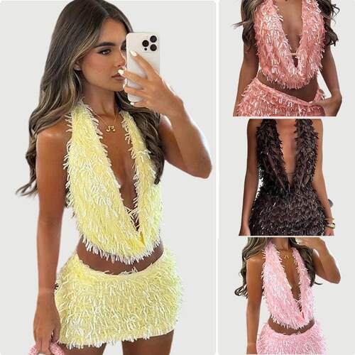 Women's Sexy Deep V Neck Halter Top