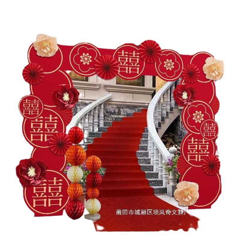 厂家农村迎宾支架立柱厂家拱门门口kt板路引装饰结婚室外婚庆场景