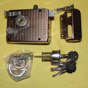 带铁链三保险锁 房门锁 铜芯 木门锁 榄城9228外装 特价 防盗门锁