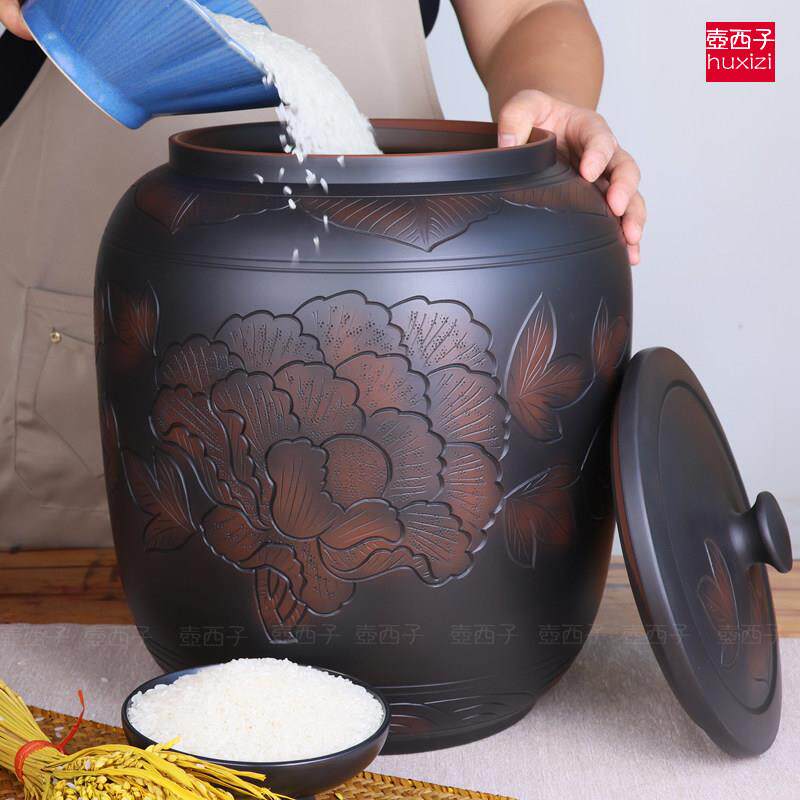 陶瓷米缸家用带盖子密封防潮防虫老式20斤30斤50斤储米箱米桶大容