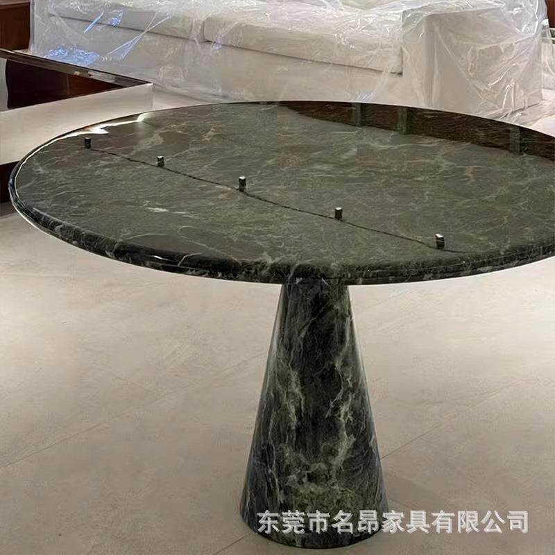 天然大理石圆餐桌北欧设计师意式极简时尚现代简约轻奢圆形台面桌