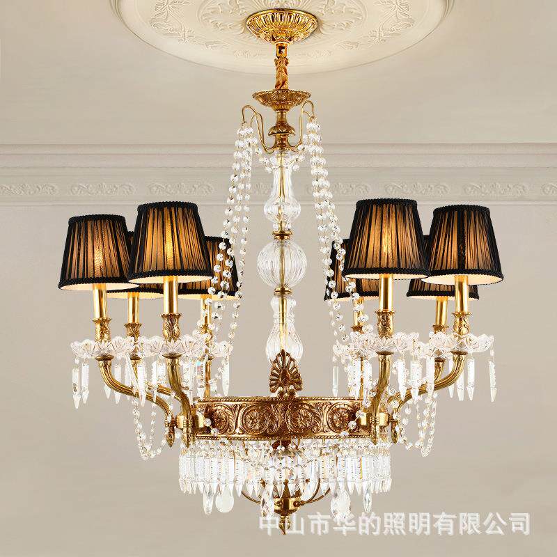 法式别墅大吊灯全铜客厅餐厅吊灯温馨卧室书房灯复古艺术装饰灯具