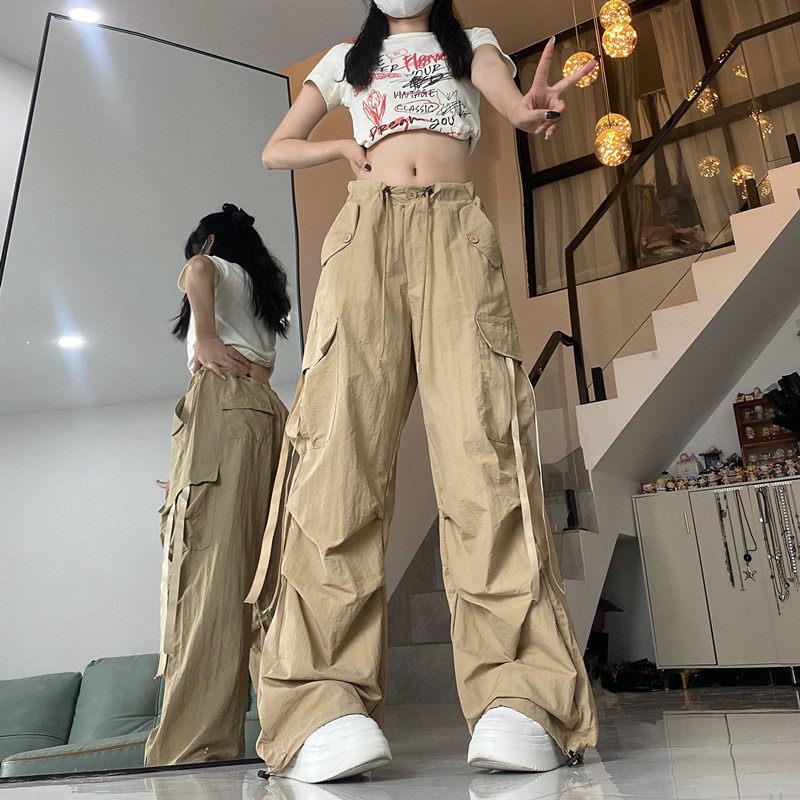 英国DGKP工装休闲裤女慵懒风宽松显瘦百搭抽绳直筒长裤束脚阔腿裤