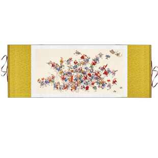 百子图挂画百子迎福百子媳春家居装饰画求子好运纳福新中式卷轴画