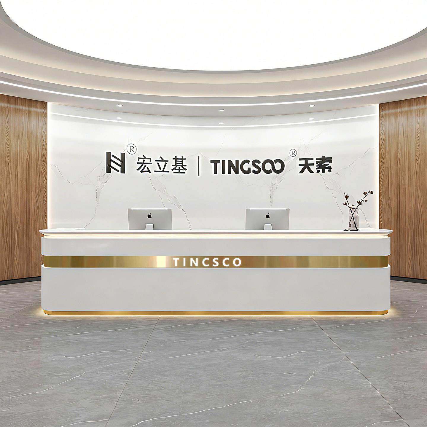 简约现代公司前台美容院收银台酒店大厅不锈钢接待台售楼部咨询台