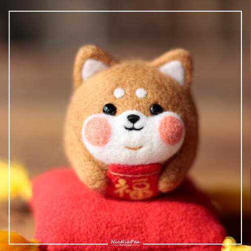羊毛毡戳戳乐 狗年吉祥 柴犬钥匙扣 材料包 手工diy车挂新年礼物