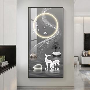 tt入户玄关装 轻奢大气挂 饰画现代简约客厅走廊尽头墙壁画过道竖版