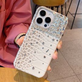 ins水钻适用苹果15promax手机壳高级感iphone14pro皮纹，贴钻闪闪潮14仙女，13奢华11镶钻plus气质女神12女款