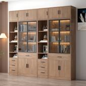 书柜玻璃门一体带靠墙家用文柜整面墙书橱58888451奢高档件办公轻