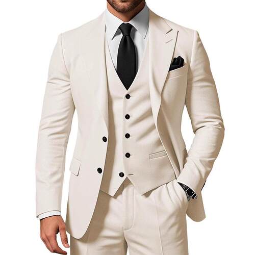 Host Suit 3 Piece Set 2 Buckle Casual Groom Wedding Suit Sui