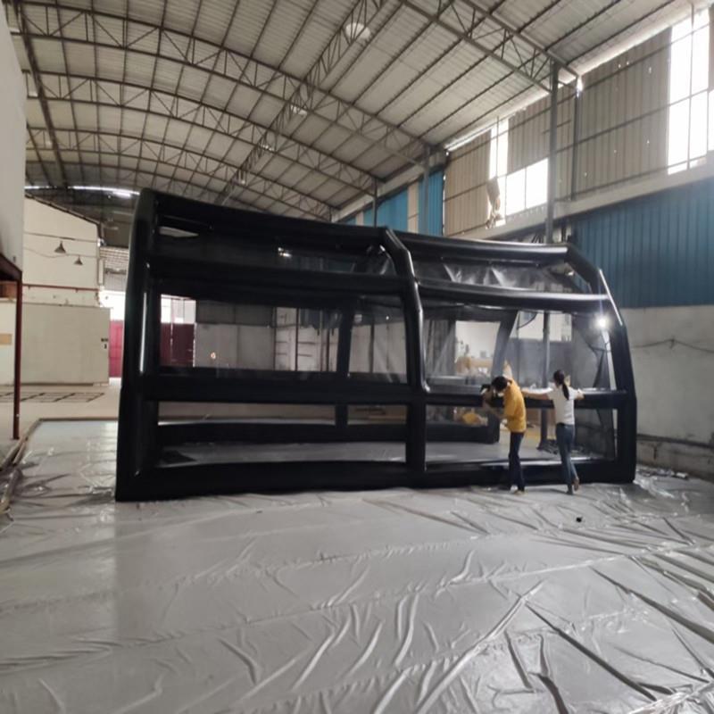 黑色户外商用室外悬式玻璃伸缩式大型雨棚简易帐篷工厂仓太空舱