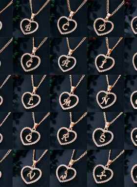 Womens Jewelry Name Initials Heart Pendant Necklace 26 Lette