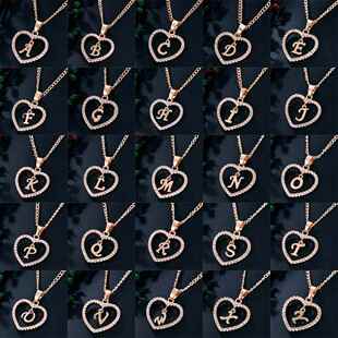Womens Jewelry Name Initials Heart Pendant Necklace 26 Lette