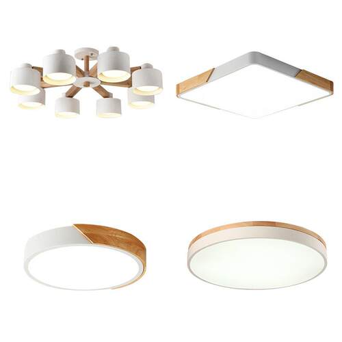 北欧led吸顶灯套餐两厅两室组合亚克力客厅灯原木led装饰灯具