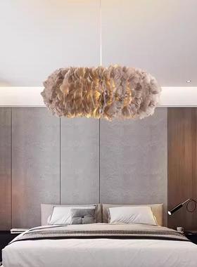 护眼羽毛吊灯温馨室灯202灯5款卧主卧公主新儿童房奶油风中93940