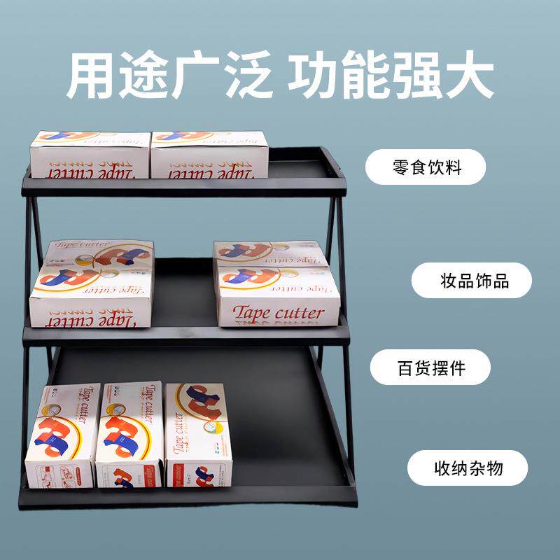 超市收银台桌面展示架三角零食前台陈列架口香糖吧台架便利店货架