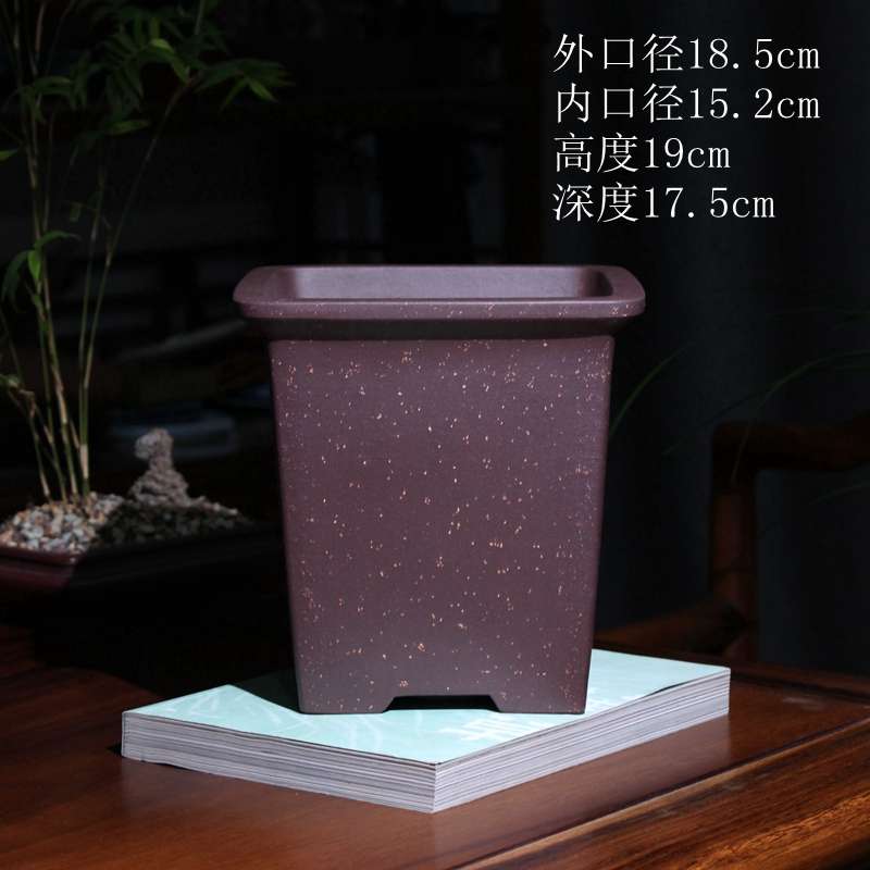 紫砂铺宽口专用盆景盆砂盆栽精品朱四方形兰花名家手工永南