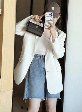 LILY MOST高级感白色西装外套女春秋新款韩版小个子宽松休闲西服