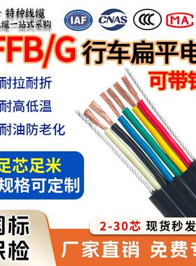 行车专用扁平电缆线YFFB双钢丝起重机天车电动葫芦随行控制电线