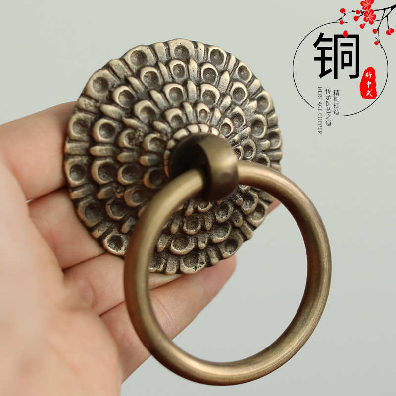 中式纯铜大门拉手老式木门把手古建庭院门拉环复古实心门环配件