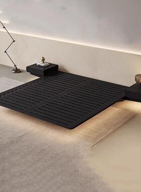 宜洛极简无床头悬浮床意式轻奢实木床主卧无靠背床现代简约排骨架