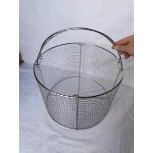不锈钢消毒筐圆形篓子实验室收纳提篮灭菌锅耐高温网框圆筐清洗篮