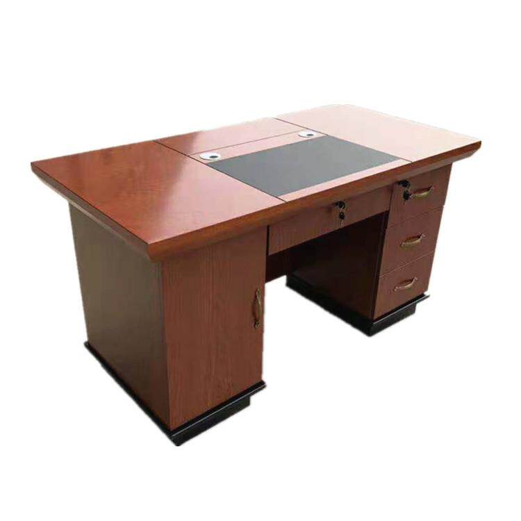 中式油漆单人实木皮办公桌电脑桌 单位职工桌贴木面办公桌椅厂家