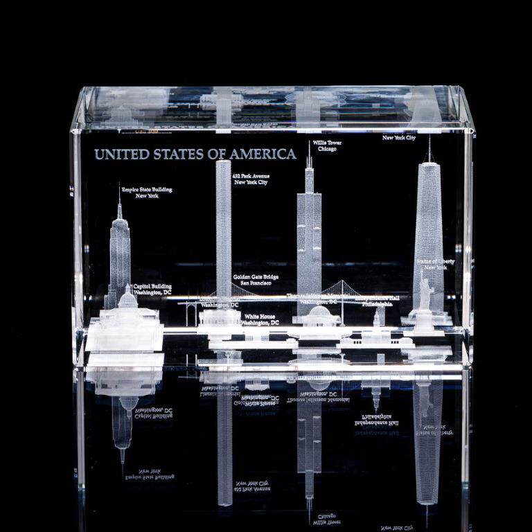 厂家制作3d水晶楼模汽车摆件建筑商务内雕模型办公纪念品工艺品