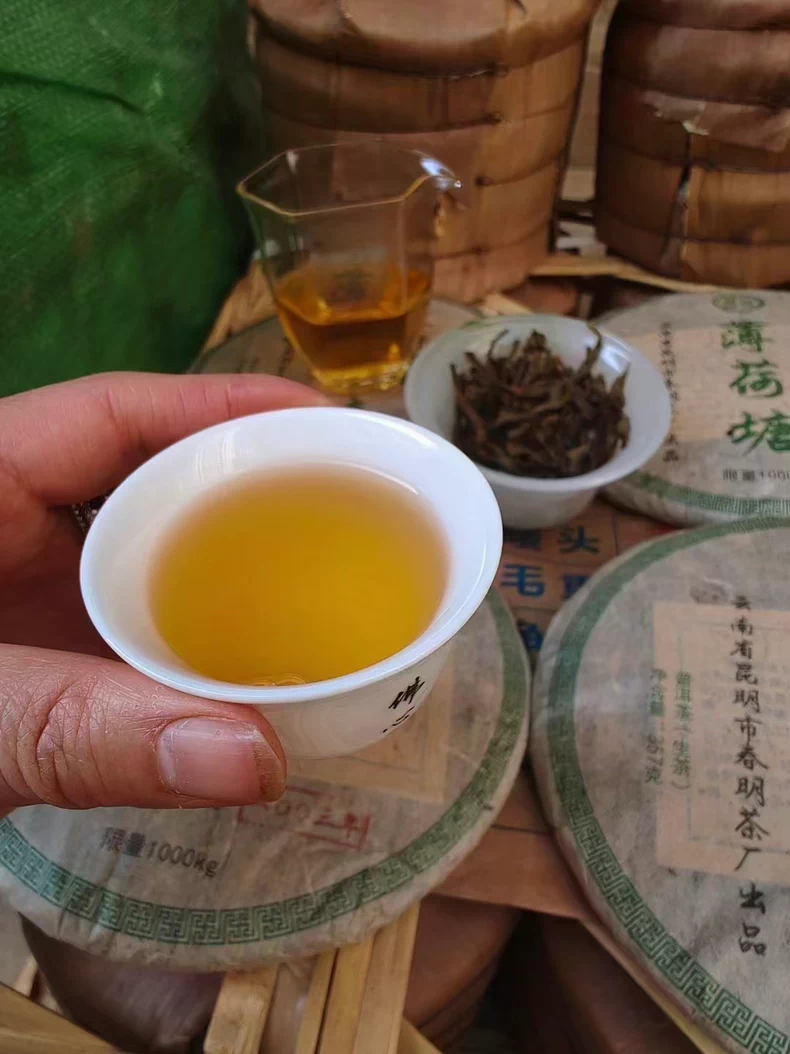 2003年薄荷塘首批純正千年古樹青餅普洱生茶餅357克一片 普洱茶 BUASHOP普洱老茶